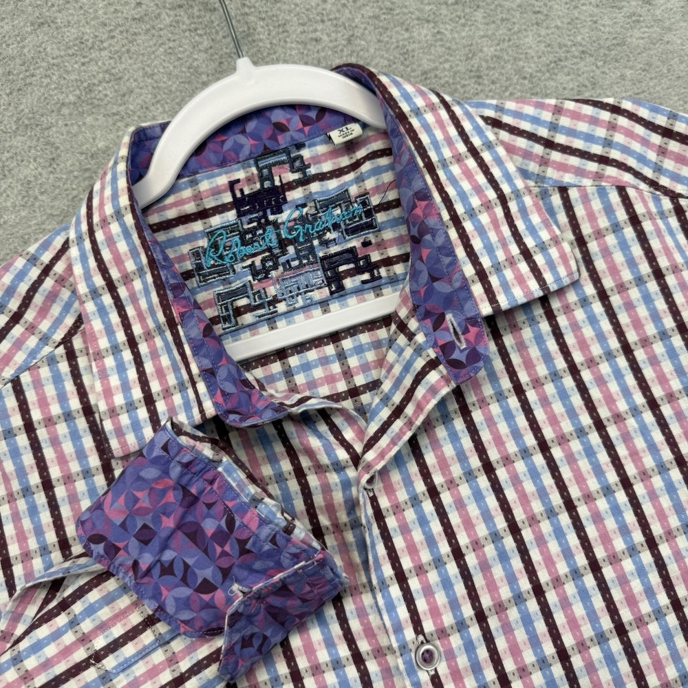 Robert Graham Shirt Mens XL Colorful Geometric Long Sleeve Flip Cuffs Funky